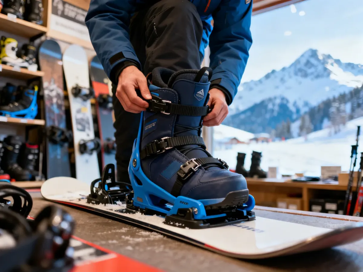 Sprawdzanie dopasowania buta snowboardowego w wiązaniu